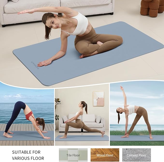 WOHAO Extra Wide & Thick 8mm Yoga Mat, 72"x31.5" Large Non Slip Exercise Mat, Premium POE Material for Superior Cushioning & Stability, with Strap for Home Gym, Pilates