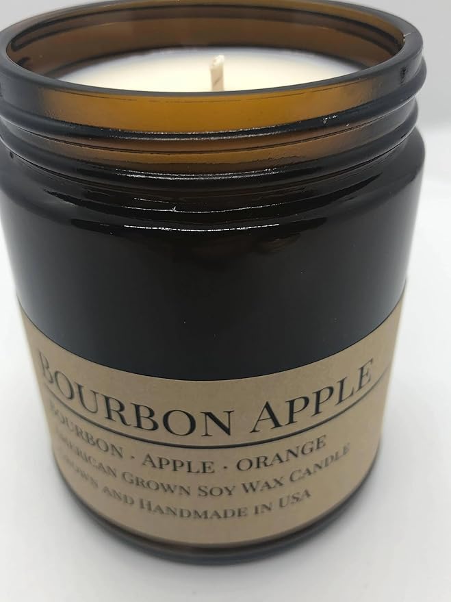 Scented Soy Wax Candle (8.0 oz) 50-60 Hour Burn Time, Cotton Wick, Amber Glass Jar, Grown and Made in USA - Smudge It!