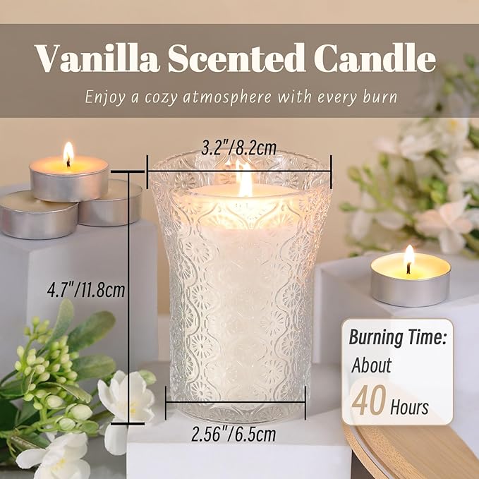 Vanilla Scented Candle, Galentines Valentines Mother's Day Soy Jar Candles Gift for Men Women,8 OZ Aromatherapy Candles for Home Decor