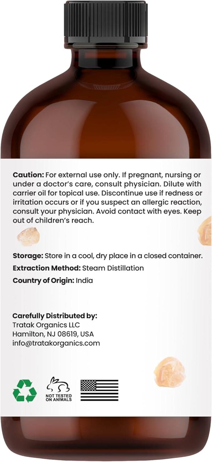 Frankincense Essential Oil 4 FL OZ – 100% Pure Oil with Glass Dropper, Therapeutic Grade for Aromatherapy, Diffuser, Skin Care & Massage, Meditation, DIY Candles & Soap Making