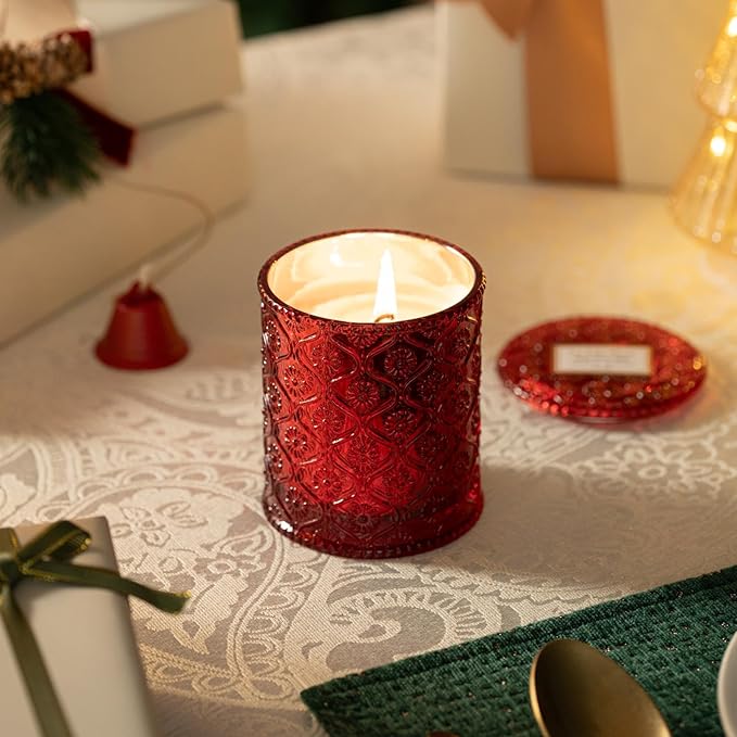 LA JOLIE MUSE Ruby Berry Bliss Christmas Candle | Mandarin, Cranberry & Plum | 6 oz Festive Candle | 40 Hours Clean Burn | Gift for Women & Family