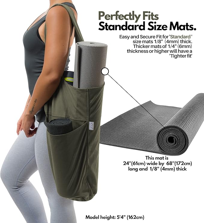 Yogiii Yoga Mat Bag | The ORIGINAL YogiiiTote Yoga Bag | Sling Mat Tote w/Large Side Pocket & Zipper Pocket | Yoga Mat Carrier Fits Most Size Mats