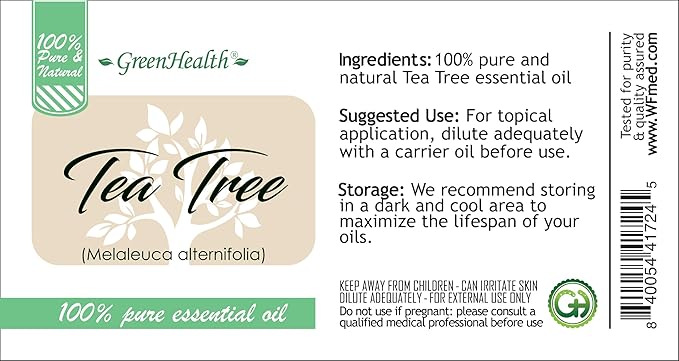 Tea Tree Essential Oil – 4 fl oz – 100% Pure & Undiluted – Natural Aromatherapy & DIY Use – GreenHealth