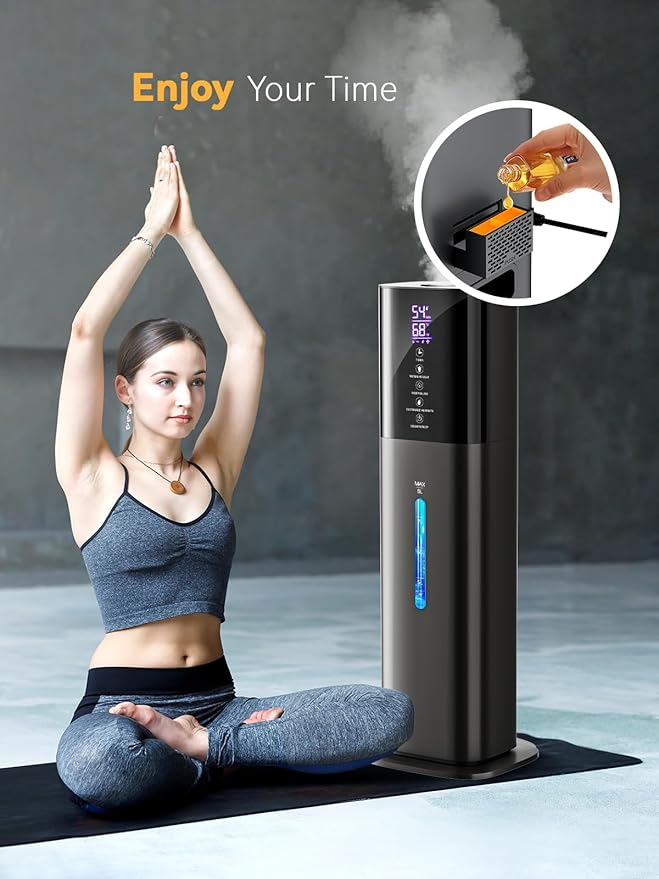 Humidifiers for Bedroom, 8L Quiet Humidifiers for Large Room with Timer, 360°Nozzle, 3 Speed Ultrasonic Cool Mist Humidifier with Humidistat for Baby, Customize humidity for Home Adults Plants