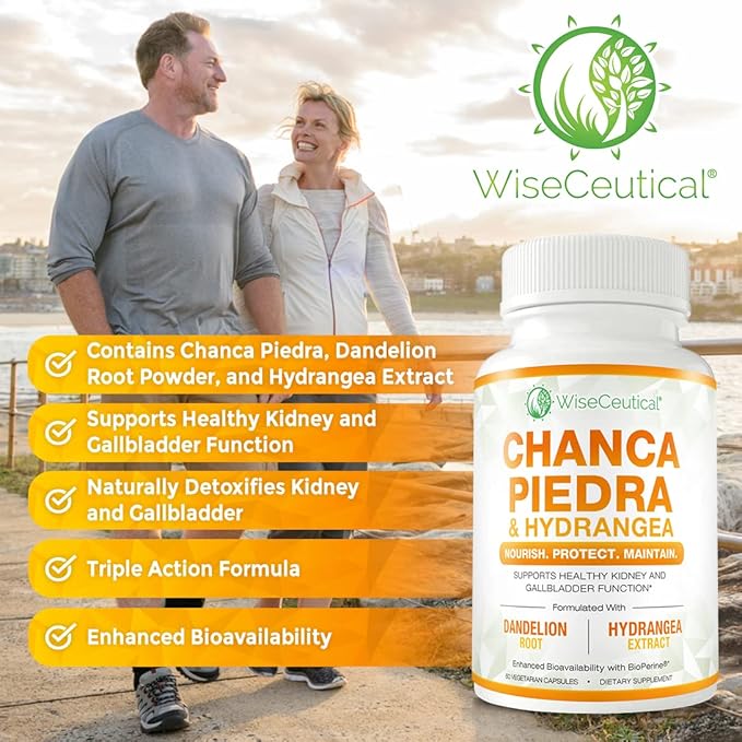 Max Strength Chanca Piedra, Hydrangea & Dandelion Root - Natural Kidney & Gallbladder Formula - Stone Breaker, Flush Impurities, Cleanse Urinary Tract - Enhanced with BioPerine. 60 Veggie Capsules.