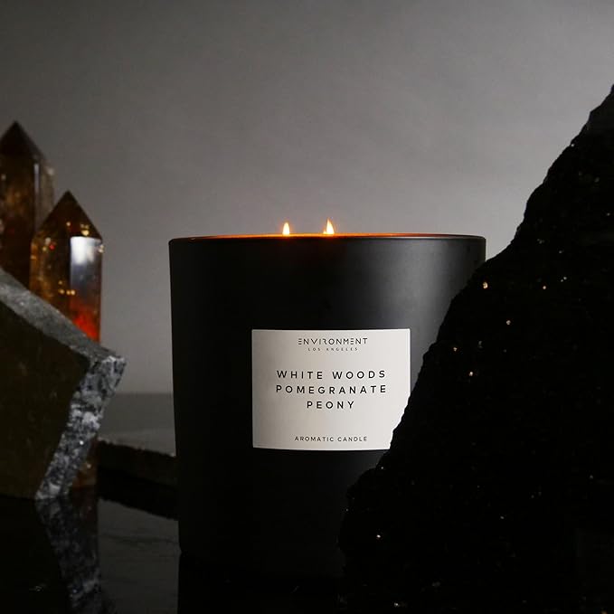 ENVIRONMENT Inspired by 5-Star Resort ARH Candle, 55oz Luxury Coconut Apricot Wax Candles for Home (White Woods | Pomegranate | Peony) Home Fragrance Products, 4 Wick Candle, Vegan & Cruelty-Free