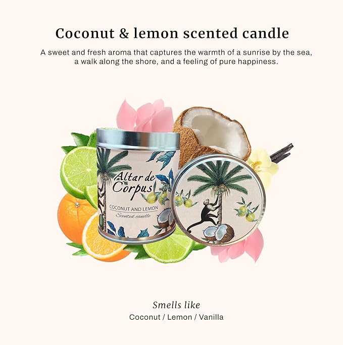 14 Oz Strong Scented Candles Long Lasting – Coconut Lemon Candle - High End Luxury Candles for Home - Cute Candles for Women - Soy Wax Premium Blend - Decorative Candle for Men Gifts