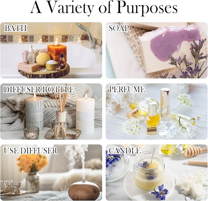Pure Essential Oils for Diffusers for Home, Skin, Candle and Soap Making, 20 Scents - Tea Tree, Lavender, Lemon, Peppermint, Eucalyptus, Cinnamon, Rose and More, Aromatherapy Oils/ 5 ML