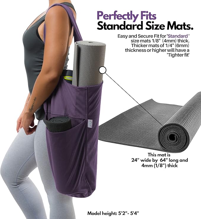 Yogiii Yoga Mat Bag | The ORIGINAL YogiiiTote Yoga Bag | Sling Mat Tote w/Large Side Pocket & Zipper Pocket | Yoga Mat Carrier Fits Most Size Mats