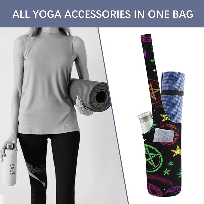 Meaudiwes Yoga Mat Bag for Women, Stylish Yoga Mat Tote Sling Carrier Bag, Long Strap Exercise Mats Totes Sport Storage Bag