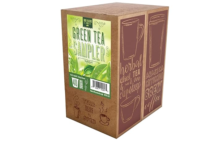 Two Rivers Assorted Tea Go Green Tea Pods Variety Sampler Pack for Keurig K Cup Brewers, 40 Count