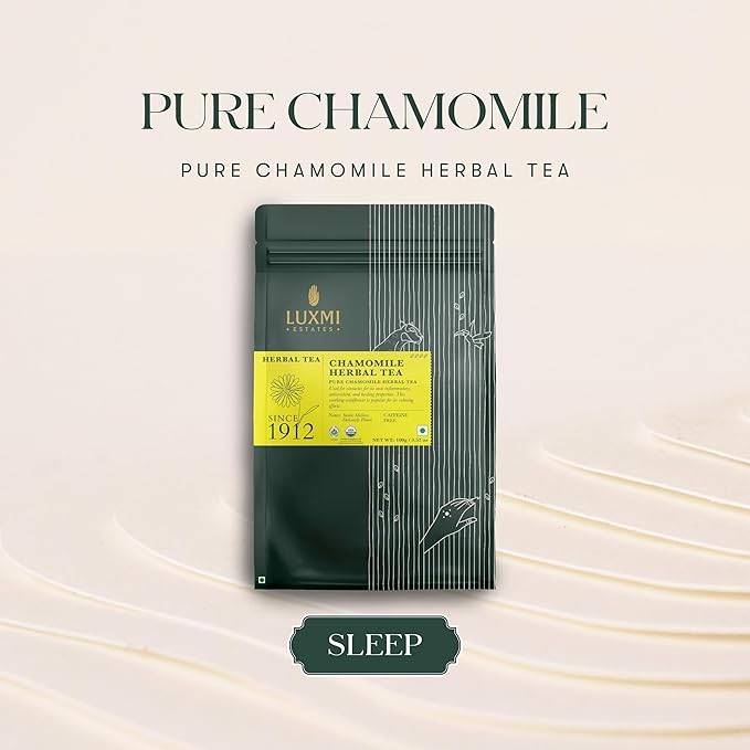 Luxmi Estates Chamomile Herbal Tea 100g Loose Leaf Tea | Herbal Tea | Caffeine-Free | Single Ingredient | 50 Cups Bulk Pack