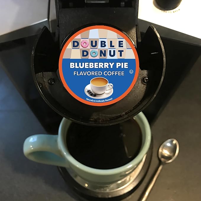 Double Donut Coffee Blueberry Flavored Coffee Pods, Medium Roast Coffee,Compatible with Keurig K Cups Brewers, 72 Cups