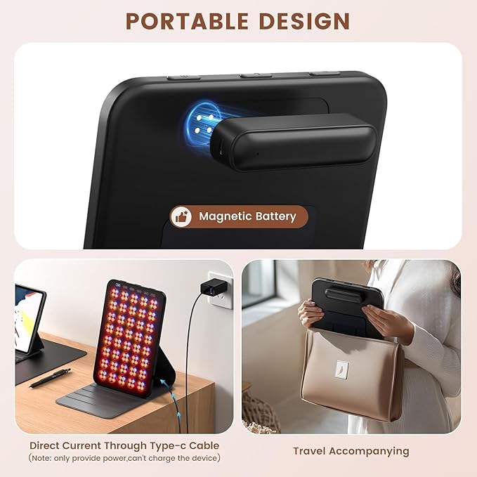 Red Light Therapy for Face 6 Modes, Portable Red Light Therapy Panel with Protective Goggles and Timer, Infrared Red Light Therapy for Body Care, Brown