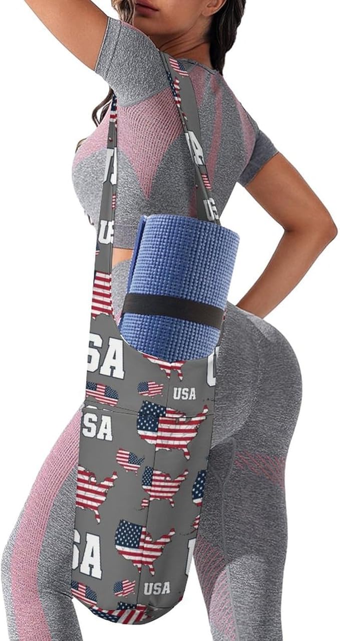 Aiyoolee Single Shoulder Yoga Mat Carrier Bag Portable Spacious with Pocket for Yoga Gym Fitness Travel