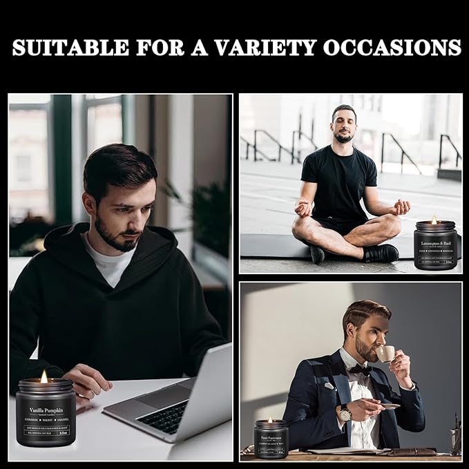 10 Pack Scented Candles for Men, Soy Wax Masculine Candle Gift Set, Aromatherapy Candles for Home, Gifts for Him, Boyfriend, Christmas