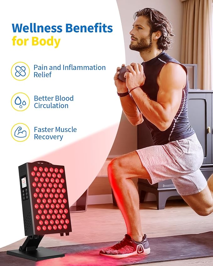 Red Light Therapy for Body and Face, 660nm 850nm Infrared Red Light Therapy Panel, 72 Dual Chip LEDs Device for Skin Care, Better Sleep & Recovery