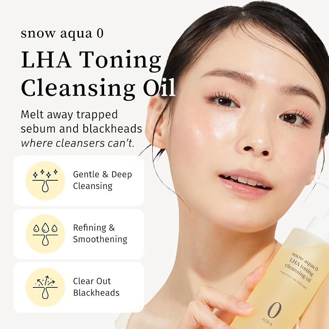 NOONI Korean Cleansing Oil - Snow Aqua 0 LHA Toning Cleansing Oil | Makeup Blackhead Remover, Pore Control, Glass Skin, Help Control Sebum, Revitalizing, Moisturizing, Gifts For Women, 6.76 Fl Oz