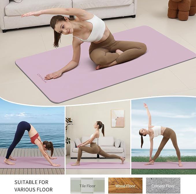 WOHAO Extra Thick 8mm Yoga Mat, 72"x28" Non Slip Exercise Mat, Reversible 2-Sided Dual Color Premium POE Material, with Carrying Strap for Yoga, Pilates, Home Gym