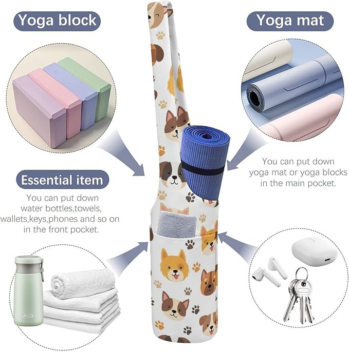 Meaudiwes Large Yoga Mat Bag Fit Most Size for Ladies Yoga Mats Carrier Bags Multi-Functional Exercise Mat Holder Storage Bag