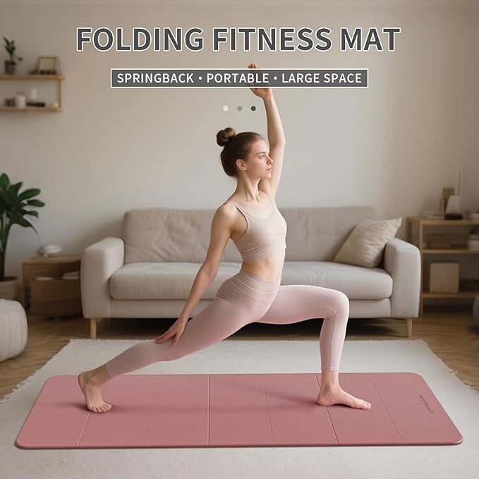 WOHAO 7-Fold Yoga Mat 70"x24" - 1/2 Inch Thick Folding Exercise Mat, Compact Non-Slip TPE Mat for Travel, Storage, Yoga & Home Gym, Lightweight & Portable