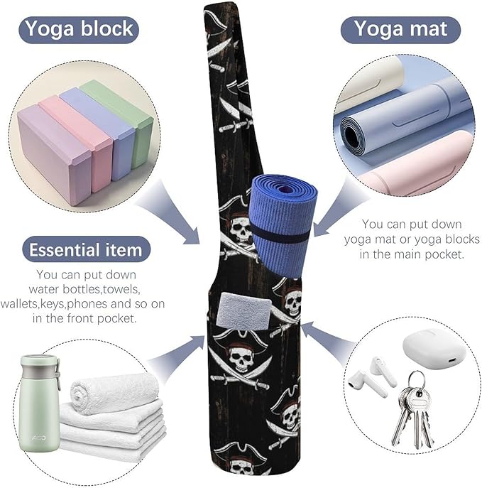 Aiyoolee Yoga Mat Bags, Large Tote Yoga Mat Carrier Holder with Water Bottle Pocket, Adjustable Shoulder Strap Storage Bag
