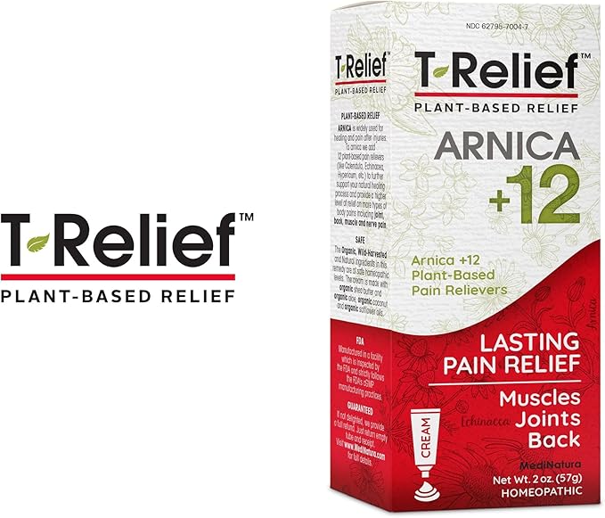 MediNatura T-Relief Extra Strength Discomfort Relief-Naturally-Soothing Cream That Supports Sore Joints-Stiffness & Body Ache Aid-Homeopathic Herbal Rub-Fast-Absorbing & Non-Sticky Lotion - 2 oz