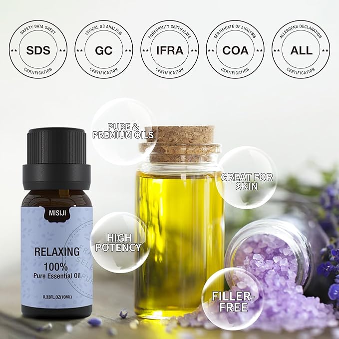 Well-Being Essential Oils Set-Essential Oils for Diffuser for Home,Essential Oils Diffuser Scents for Skin,Aromatherapy,Laundry,Candle&Soap Making,Humidifiers 6 X 10ML