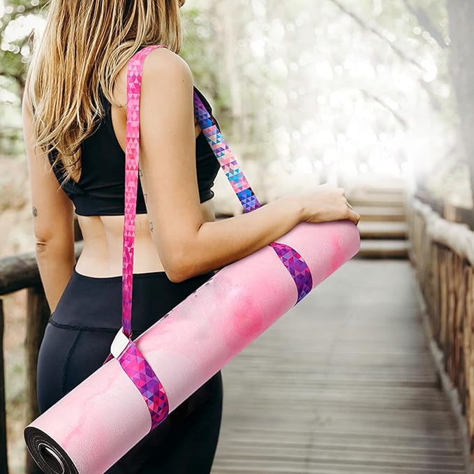 N-KONGJIAN 2 Pack Yoga Mat Straps, Adjustable Nylon Carrier for Yoga Mat, Strong and Study Yoga Mat Harness Strap Sling, Pilates or Exercise Mat Strap (Green，Illusory Colorful)