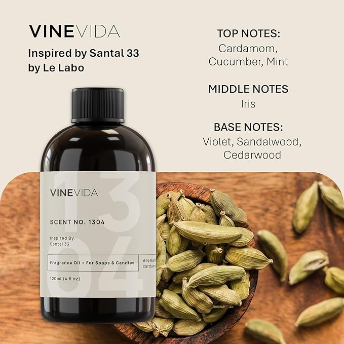 VINEVIDA [4oz] Scent No.1304 Fragrance Oil for Candle & Soap Making - Natural Candle Scents Made in USA
