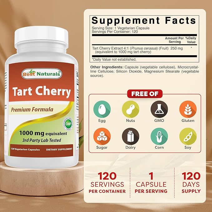 Best Naturals Tart Cherry Extract 1000 mg 120 Capsules (120 Count (Pack of 2))