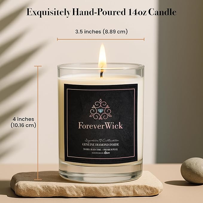ForeverWick Surprise Candle with Diamond Inside | Foreverwick Candles | Fruit Scented Soy Candles Gifts for Women Aromatherapy Candle Wax | All-Natural Organic Soy Candle 14oz | 70h
