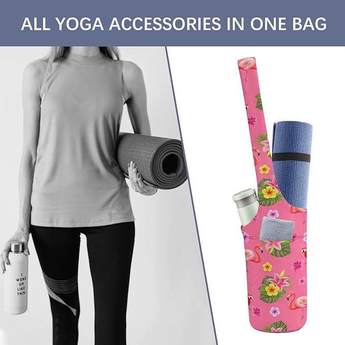 Aiyoolee Yoga Mat Bag for Women with Large Pocket, Yoga Gifts Accessories with Adjustable Shoulder Strap for Workout Stuff