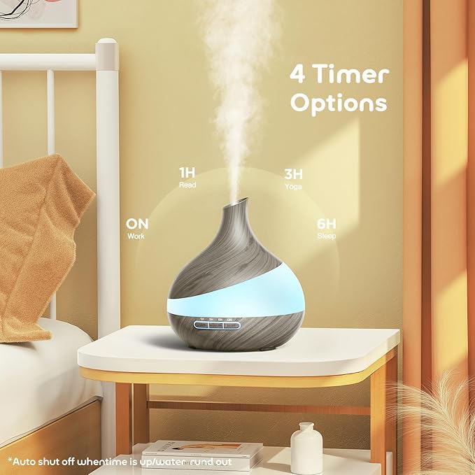 500ML Essential Oil Diffuser: Aroma Diffuser with Remote Control for Hotel Spa Yoga Room - Humidifiers for Bedroom with 14 Colors LED Night Light for Kids/Women Home Relaxation