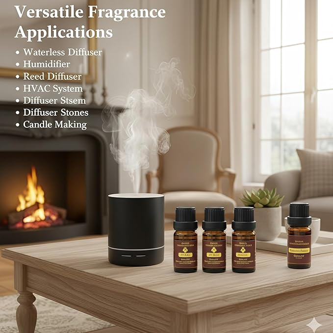 Hotel Diffuser Oil Essential Oils Set, Inspired by Luxury 5-Star Hotel, Baccarat Rouge, Dream On, Dubai, My Way, Santal, Fragrance Oil Set (10(ML), My Way)