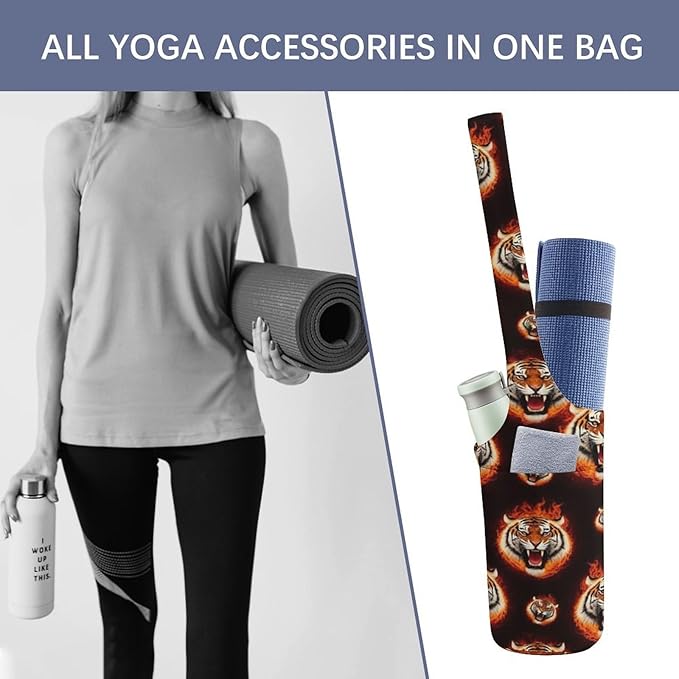 Aiyoolee Yoga Mat Carrier Portable Single Shoulder Strap Bag with Pocket for Gym Yoga Workout Travel