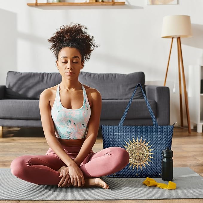 Adalore Women's Yoga Bag with Yoga Mat Carrier - Large Mat Pocket Fitness Tote for Pilates, Gym, Travel, Office & Beach