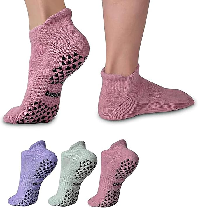 Hylaea Unisex Non Slip Socks with Grip for Yoga, Hospital, Pilates, Barre | Ankle, Cushioned