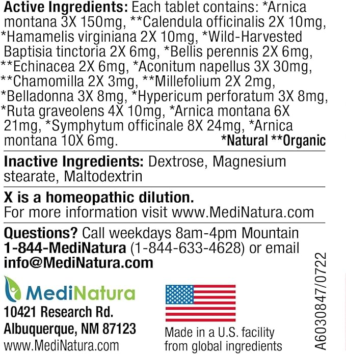 MediNatura Whole Body + Joints Bundle T-Relief Arnica +12 Natural Arthritis Pain Tablets 100ct + T-Relief Arnica +12 Natural Pain Relieving Tablets 100ct