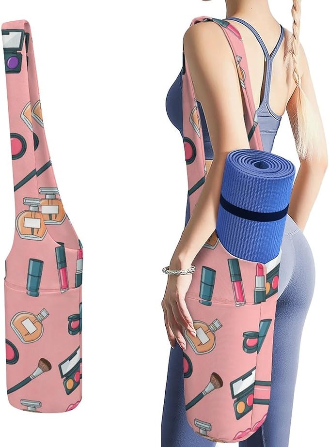 Meaudiwes Yoga Mat Bag for Women, Stylish Yoga Mat Tote Sling Carrier Bag, Long Strap Exercise Mats Totes Sport Storage Bag