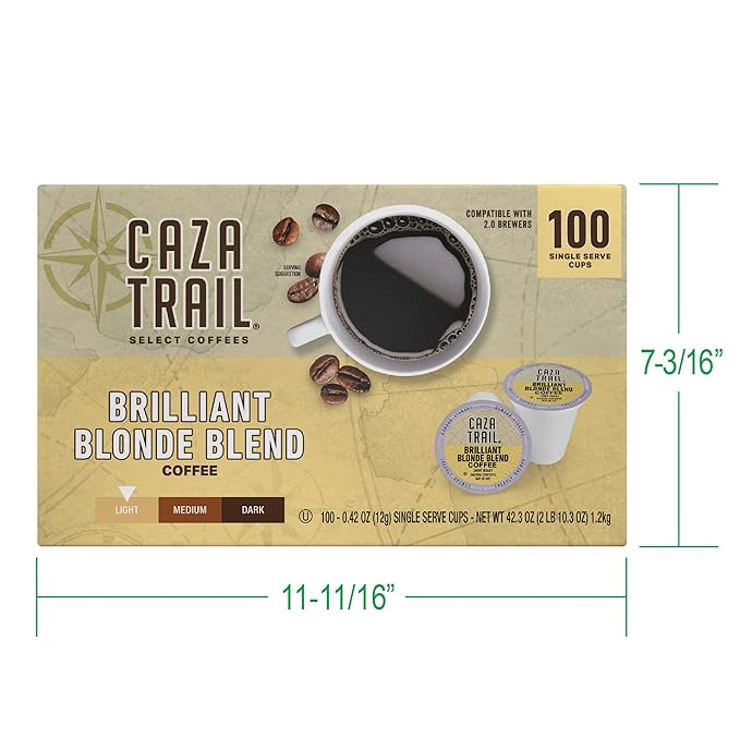 Caza Trail Coffee Pods, Blonde Roast, Single Serve (Packing May Vary) , 100 Count (Pack of 1)