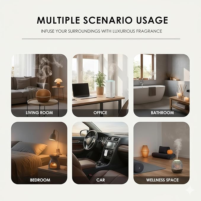 Hotel Diffuser Oil Essential Oils Set, Inspired by Luxury 5-Star Hotel, Baccarat Rouge, Dream On, Dubai, My Way, Santal, Fragrance Oil Set (10(ML), My Way)