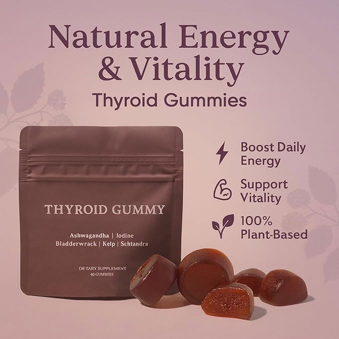 Thyroid Gummies for Women | with Iodine-Rich Kelp, L-Tyrosine, Ashwagandha & Selenium | Energy & Metabolism Support | 60 Gummies