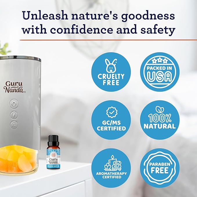 GuruNanda Breathe Easy Essential Oil, Blend of 100% Natural & Pure Essential Oils, Aromatherapy Blend for Helps in Promoting Nasal Breathing (0.5 Fl Oz)