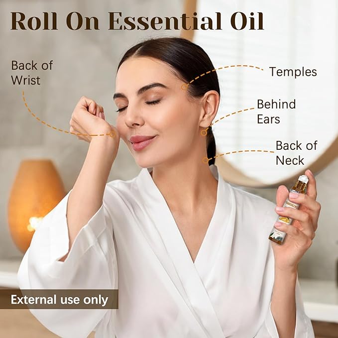 Frankincense Essential Oil Roll On, Frankincense Oil for Face & Skin Care,10ml Perfume Roll-on Oil, Natural Calm, Stress Relief