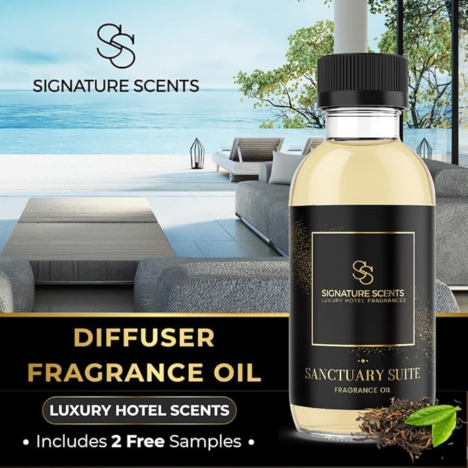 Luxury Hotel Fragrances - Hotel Fragrance Oil - Diffuser Oil Blends for Aromatherapy (Sanctuary Suite) 4.05 Fl Oz (120ml)