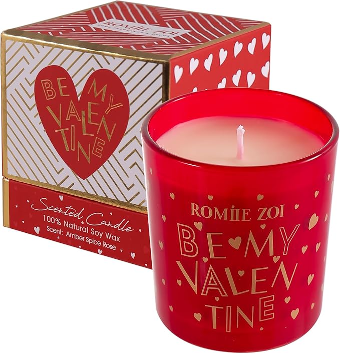 ROMIIE ZOI Scented Candle - 6oz Soy Wax Candle Holiday Valentine's Day Infused with Amber Spice Rose - Gift Box Packaged for Holiday Season Women Gift