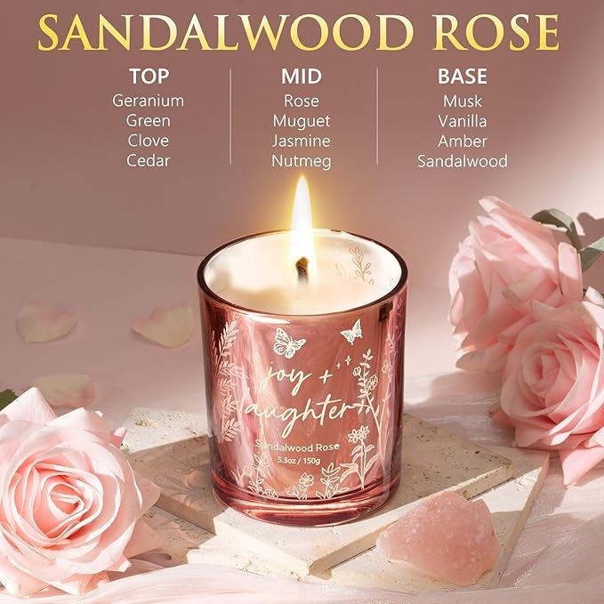 Scented Candles for Women, 3 Pack Candle Set Soy Candles for Home Scented Holiday Votive Candle Gifts Set, Valentine's Day Birthday Gifts for Women Her -Vanilla Coconut/Sandalwood Rose/Lemon Lavender