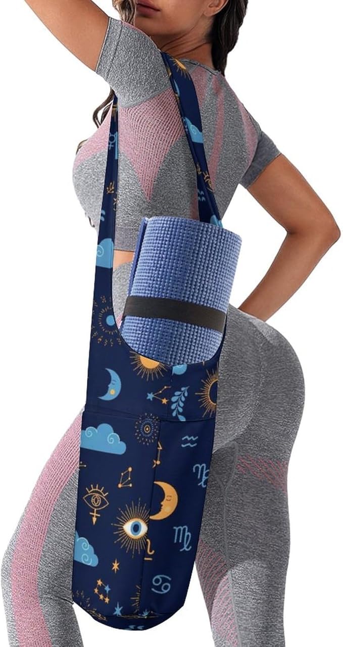 Meaudiwes Yoga Mat Bag for Women, Stylish Yoga Mat Tote Sling Carrier Bag, Long Strap Exercise Mats Totes Sport Storage Bag
