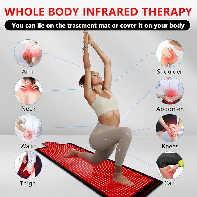 Large Red Light Therapy Mat for Full Body - 85" x 33" Extra Large Infrared Light Therapy Mat with 1400 LEDs, 660nm & 850nm Dual Wave, Timer & Pulse Modes - Ideal for Back Pain Relief, Muscle Recovery